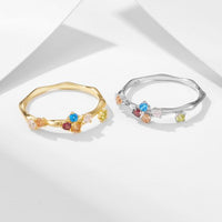 Rainbow Crystal Adjustable Sterling Silver Ring