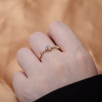 Rainbow Crystal Adjustable Sterling Silver Ring
