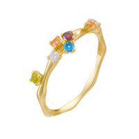 Rainbow Crystal Adjustable Sterling Silver Ring