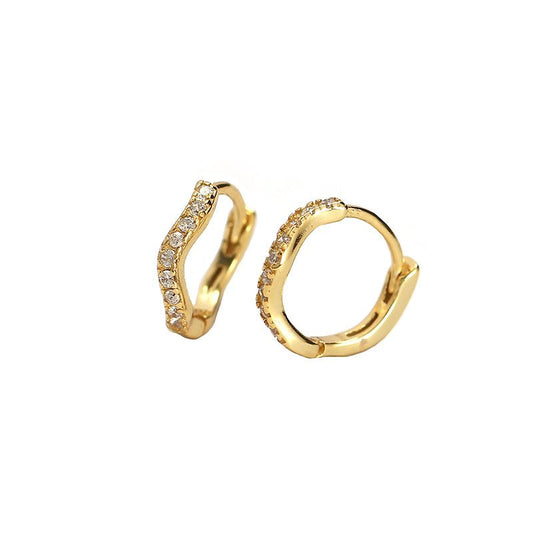Mini CZ Irregular Wave Stacker Hoop Earrings