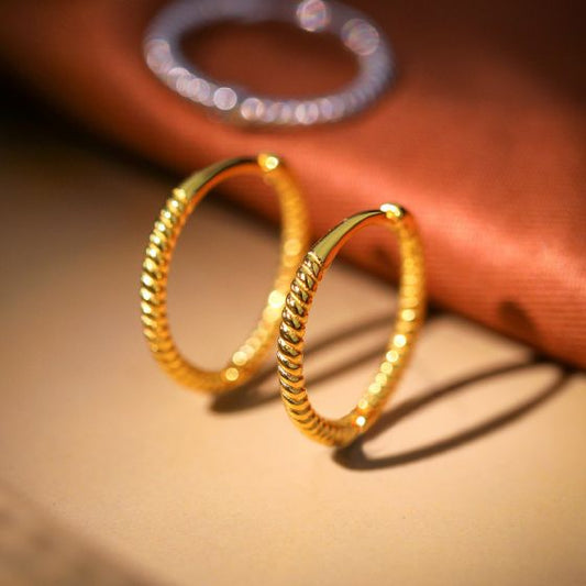 Twisted Circle 925 Sterling Silver Hoop Earrings