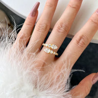 Pear-Shaped Zircon Open S925 Sterling Silver Ring
