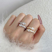 Pear-Shaped Zircon Open S925 Sterling Silver Ring