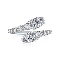 Pear-Shaped Zircon Open S925 Sterling Silver Ring