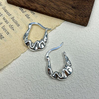 Irregular Folding Bag 925 Sterling Silver Hoop Earrings
