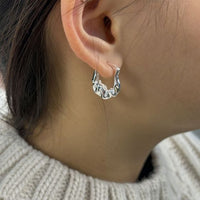 Irregular Folding Bag 925 Sterling Silver Hoop Earrings