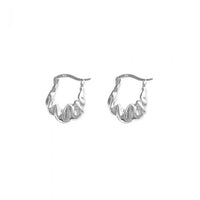 Irregular Folding Bag 925 Sterling Silver Hoop Earrings