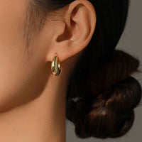 Geometric Minimalist 925 Sterling Silver Hoop Earrings
