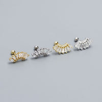 Modern Rectangular Crystal Screw Stud Earrings