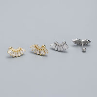Modern Rectangular Crystal Screw Stud Earrings