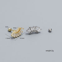 Modern Rectangular Crystal Screw Stud Earrings