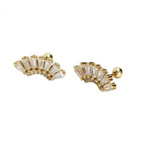 Modern Rectangular Crystal Screw Stud Earrings