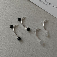 S925 Sterling Silver Geometric Agate Ball Dangle Earrings