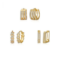 Micro-Set Crystal V-Shape Hoop Earrings, 925 Sterling Silver