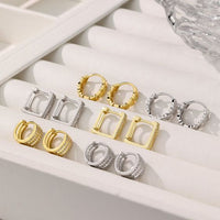 Micro-Set Crystal V-Shape Hoop Earrings, 925 Sterling Silver