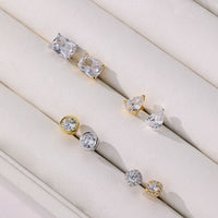 Crystal Geometry Stud Earrings, 925 Sterling Silver