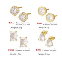 Crystal Geometry Stud Earrings, 925 Sterling Silver