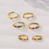Colorful Crystal 925 Sterling Silver Hoop Earrings