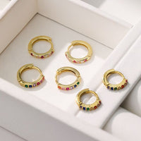 Colorful Crystal 925 Sterling Silver Hoop Earrings