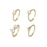 Geometry Leaves Crystal Adjustable Ring