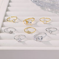 Geometry Leaves Crystal Adjustable Ring
