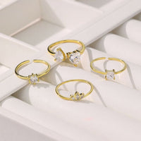 Geometry Leaves Crystal Adjustable Ring