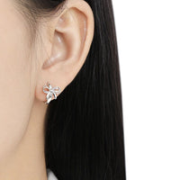 Sweet Hollow Bow-Knot 925 Sterling Silver Hoop Earrings