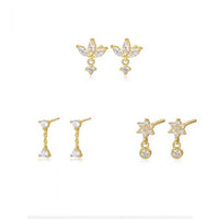 Heart Star Round Crystal 925 Sterling Silver Dangling Earrings