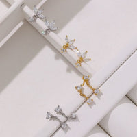 Heart Star Round Crystal 925 Sterling Silver Dangling Earrings