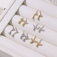 Heart Star Round Crystal 925 Sterling Silver Dangling Earrings