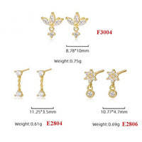 Heart Star Round Crystal 925 Sterling Silver Dangling Earrings
