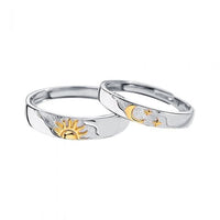 Sun Moon Dual-Color Open Band Couple Ring Set