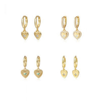 Crystal Heart Dangling Earrings, 925 Sterling Silver