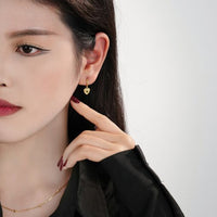 Crystal Heart Dangling Earrings, 925 Sterling Silver