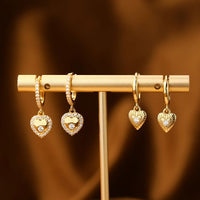 Crystal Heart Dangling Earrings, 925 Sterling Silver