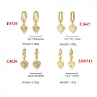 Crystal Heart Dangling Earrings, 925 Sterling Silver