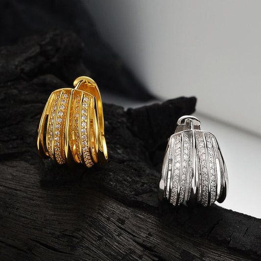 Multi-Layer Micro-Setting CZ Hoop Earring (Single)