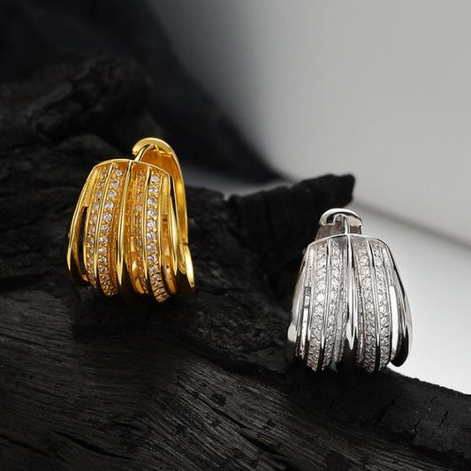 Multi-Layer Micro-Setting CZ Hoop Earring (Single)