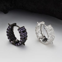 Men's Micro-Setting Crystal Rivet 925 Sterling Silver Hoop (Single)