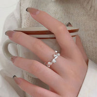 Adjustable Irregular Round Bead Ring, 925 Sterling Silver