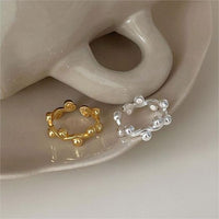 Adjustable Irregular Round Bead Ring, 925 Sterling Silver