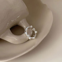 Adjustable Irregular Round Bead Ring, 925 Sterling Silver
