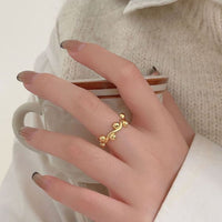 Adjustable Irregular Round Bead Ring, 925 Sterling Silver