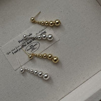 Graduated Round Bead Drop Earrings, 925 Sterling Silver