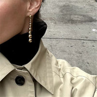 Graduated Round Bead Drop Earrings, 925 Sterling Silver