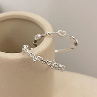 Sweet Hollow Heart Adjustable 925 Sterling Silver Ring