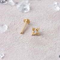 Lucky Crystal Four-Leaf Clover Screw Flat Stud (Single)