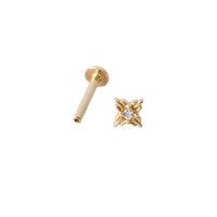 Lucky Crystal Four-Leaf Clover Screw Flat Stud (Single)