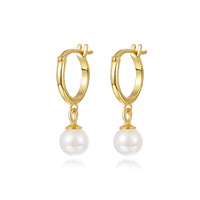Sterling Silver Pearl Geometric Hoop Earrings