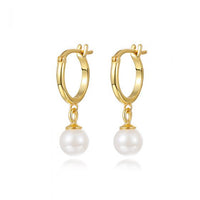 Sterling Silver Pearl Geometric Hoop Earrings